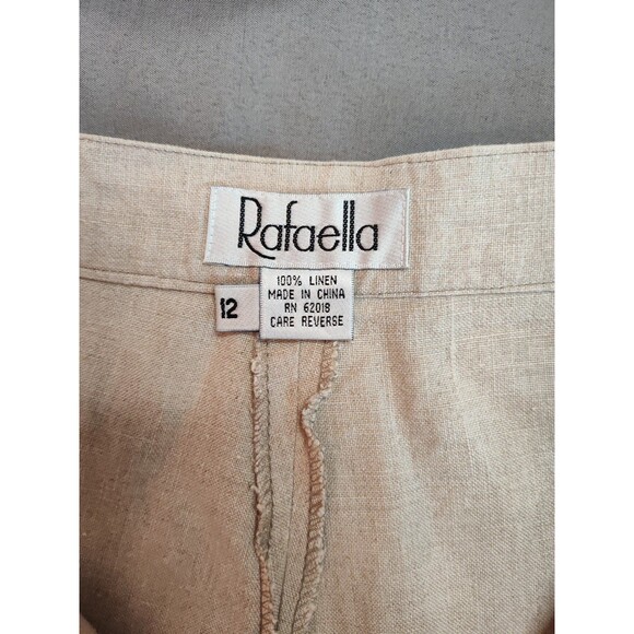 Women's Rafaella 100% Linen High Rise Wide Leg Pants Beige 12 - Picture 6 of 8